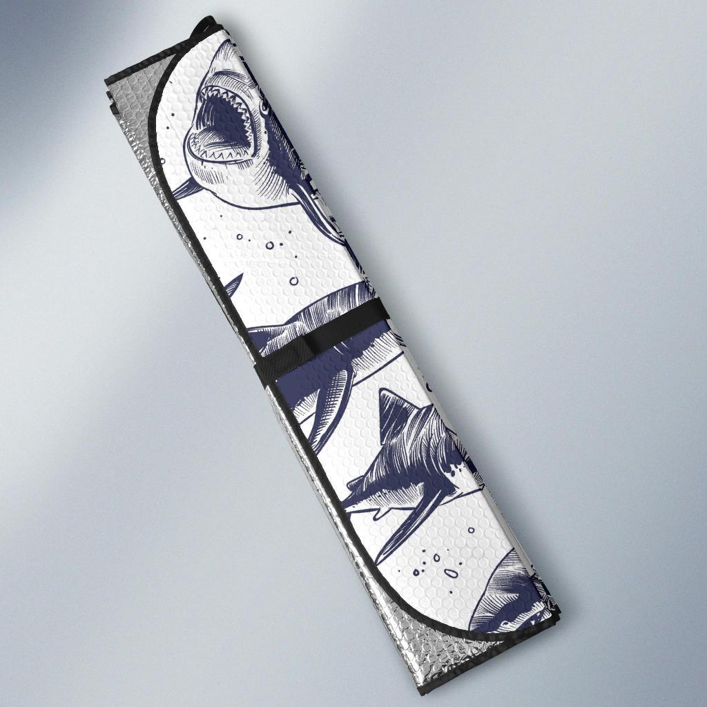 Great White Shark Pattern Print Design 02 Car Sun Shade-JORJUNE.COM