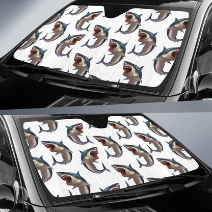 Great White Shark Pattern Print Design 03 Car Sun Shade-JORJUNE.COM