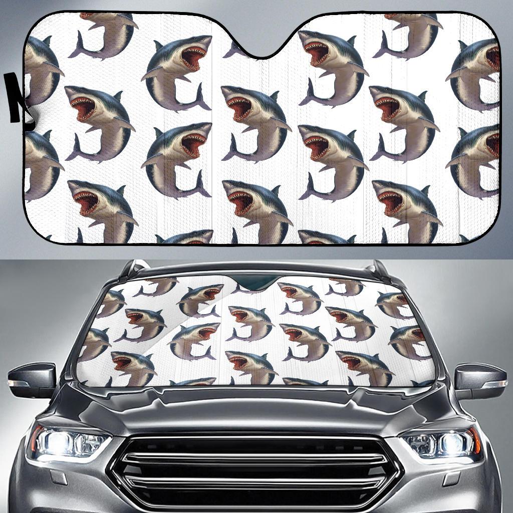 Great White Shark Pattern Print Design 03 Car Sun Shade-JORJUNE.COM