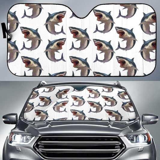 Great White Shark Pattern Print Design 03 Car Sun Shade-JORJUNE.COM