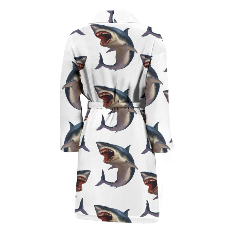 Great White Shark Pattern Print Design 03 Men Bathrobe-JORJUNE.COM