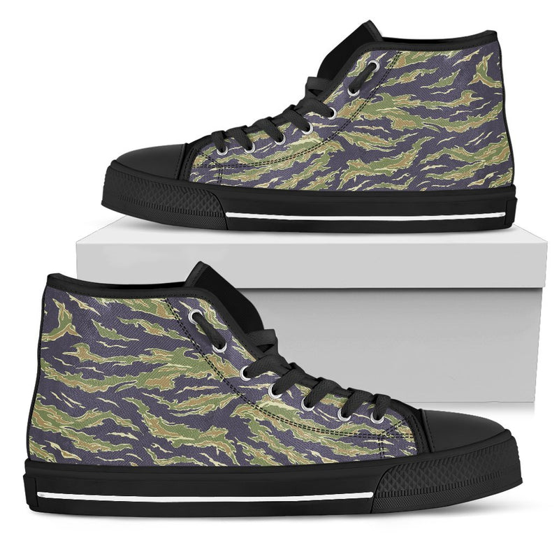 Green Camouflage Camo Women High Top Canvas Shoes