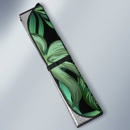 Green Fresh Tropical Palm Leaves Car Sun Shade-JorJune