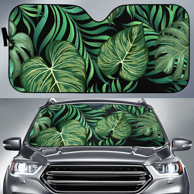 Green Fresh Tropical Palm Leaves Car Sun Shade-JorJune