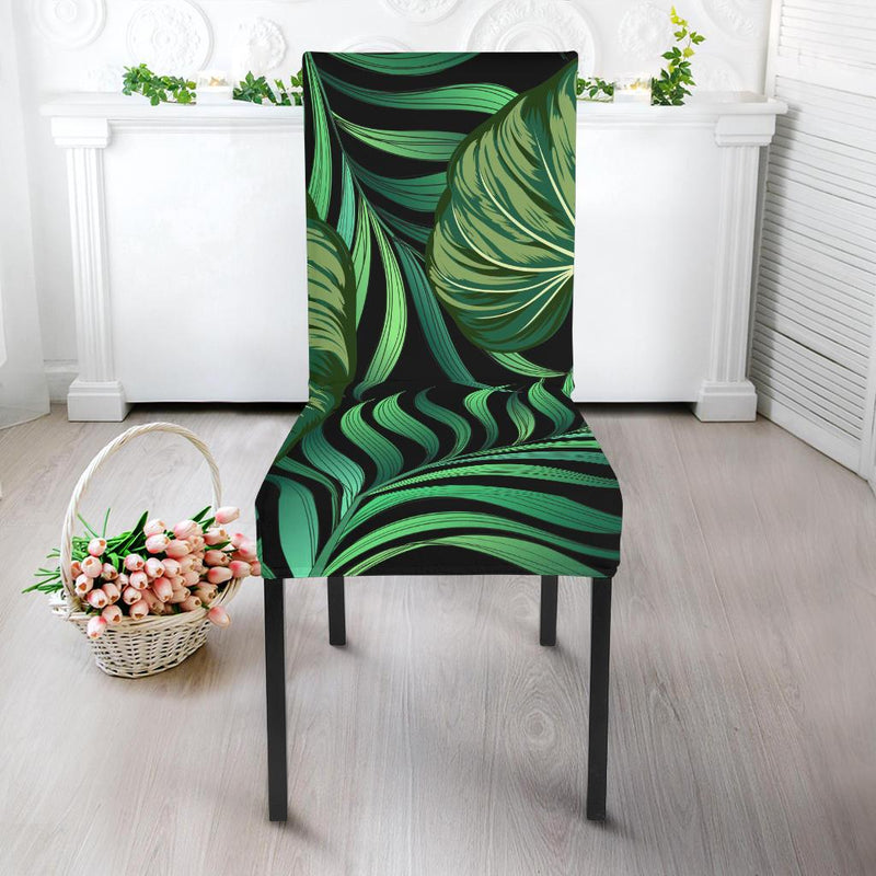 Green Fresh Tropical Palm Leaves Dining Chair Slipcover-JORJUNE.COM