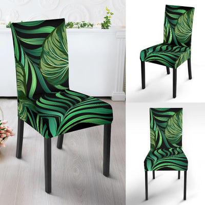 Green Fresh Tropical Palm Leaves Dining Chair Slipcover-JORJUNE.COM