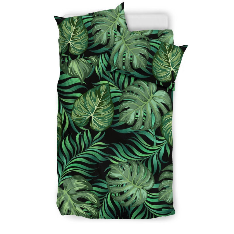 Green Fresh Tropical Palm Leaves Duvet Cover Bedding Set