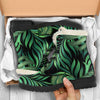 Green Fresh Tropical Palm Leaves Faux Fur Leather Boots