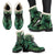 Green Fresh Tropical Palm Leaves Faux Fur Leather Boots