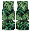 Green Fresh Tropical Palm Leaves Front and Back Car Floor Mats