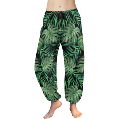Green Fresh Tropical Palm Leaves Harem Pants