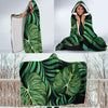 Green Fresh Tropical Palm Leaves Hooded Blanket-JORJUNE.COM