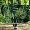 Green Fresh Tropical Palm Leaves Hooded Blanket-JORJUNE.COM