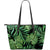 Green Fresh Tropical Palm Leaves Large Leather Tote Bag