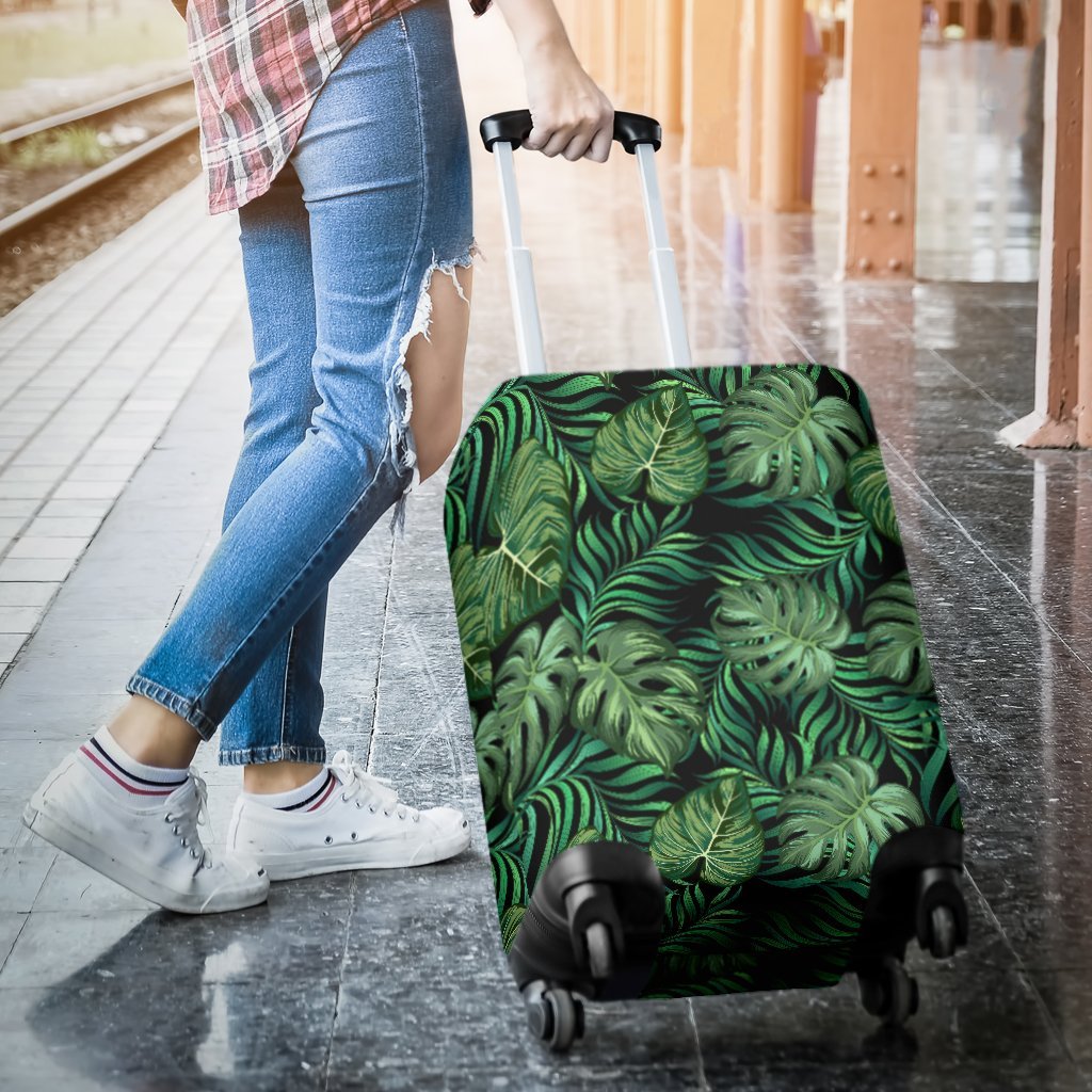 Green Fresh Tropical Palm Leaves Luggage Protective Cover