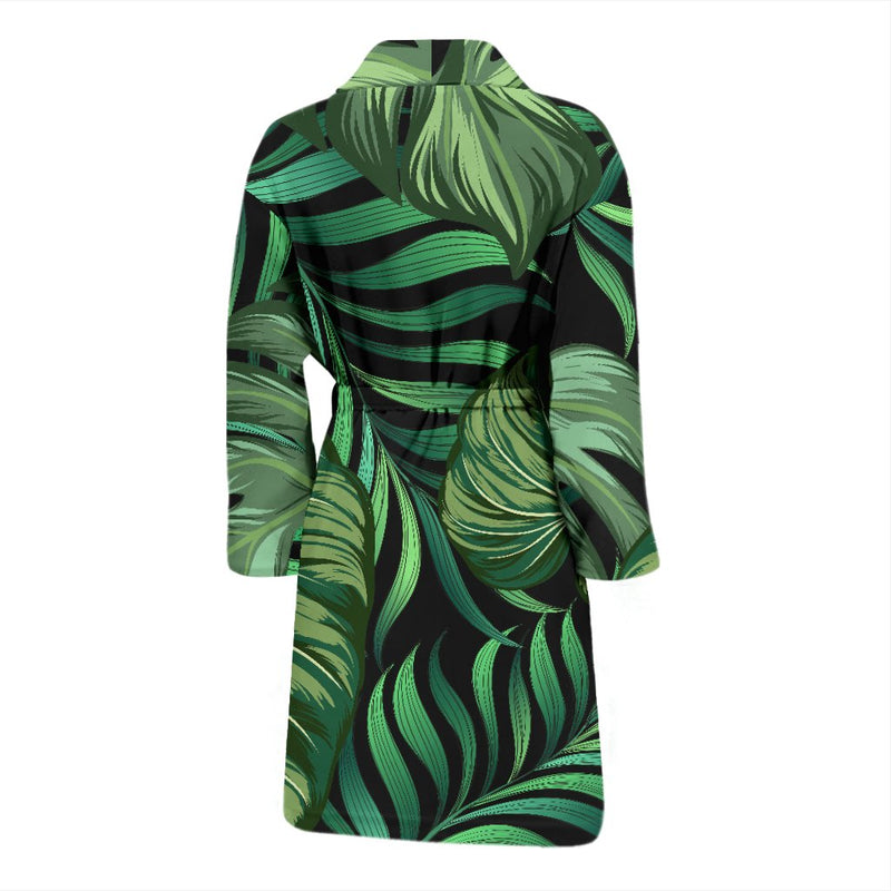 Green Fresh Tropical Palm Leaves Men Bath Robe