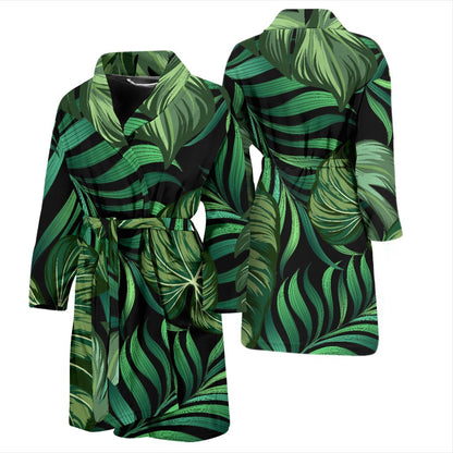 Green Fresh Tropical Palm Leaves Men Bath Robe