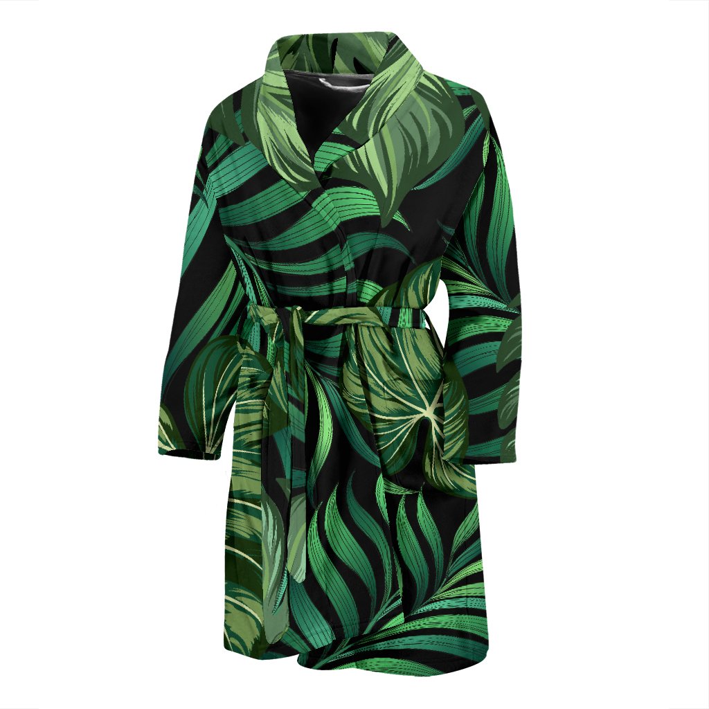 Green Fresh Tropical Palm Leaves Men Bath Robe