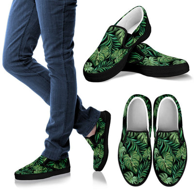 Green Fresh Tropical Palm Leaves Men Canvas Slip On Shoes