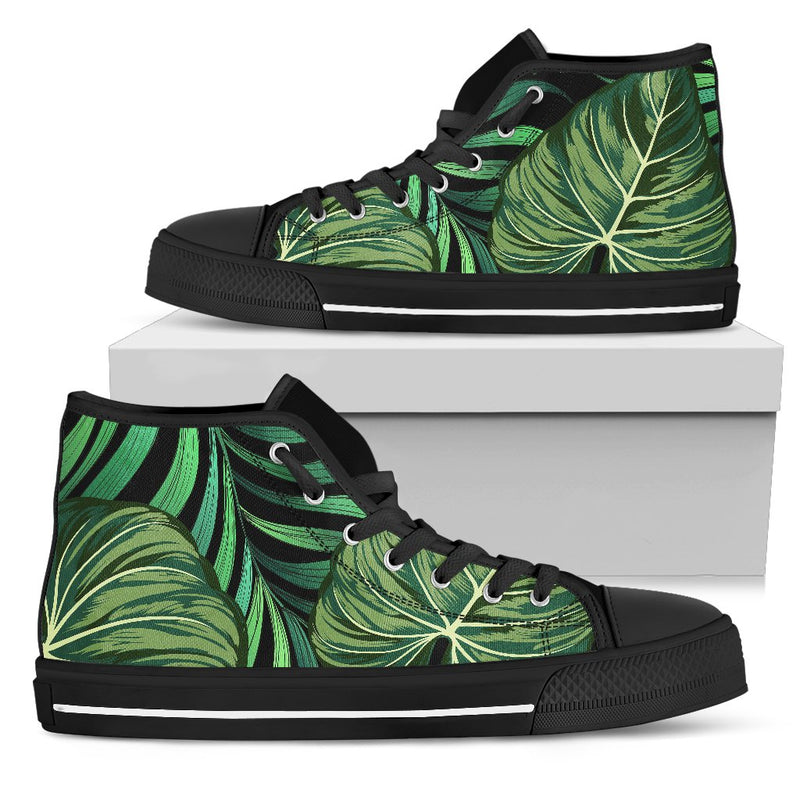 Green Fresh Tropical Palm Leaves Men High Top Shoes