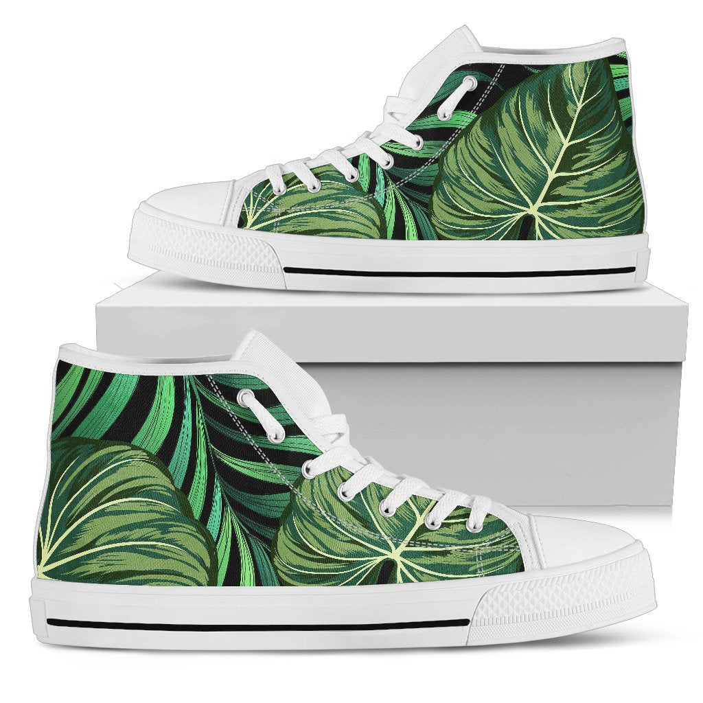 Green Fresh Tropical Palm Leaves Men High Top Shoes