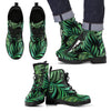 Green Fresh Tropical Palm Leaves Men Leather Boots