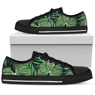 Green Fresh Tropical Palm Leaves Men Low Top Shoes