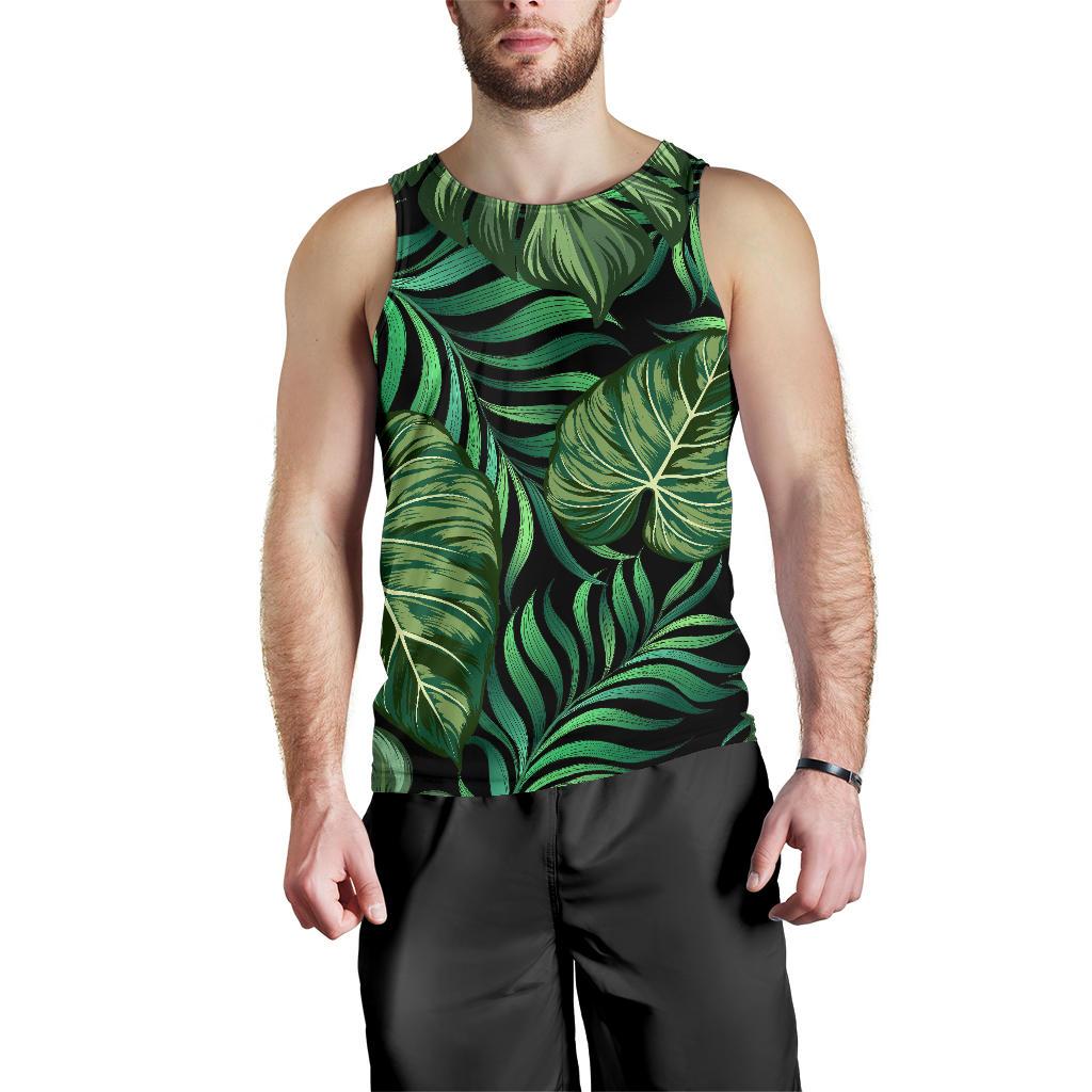 Green Fresh Tropical Palm Leaves Men Tank Top