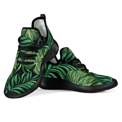Green Fresh Tropical Palm Leaves Mesh Knit Sneakers Shoes