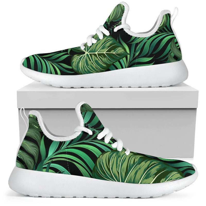 Green Fresh Tropical Palm Leaves Mesh Knit Sneakers Shoes