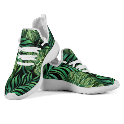 Green Fresh Tropical Palm Leaves Mesh Knit Sneakers Shoes