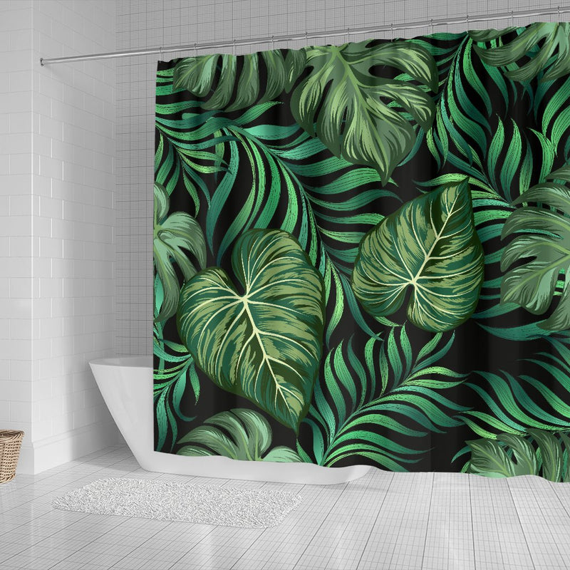 Green Fresh Tropical Palm Leaves Shower Curtain