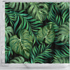 Green Fresh Tropical Palm Leaves Shower Curtain