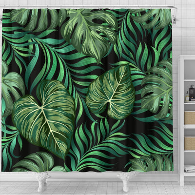 Green Fresh Tropical Palm Leaves Shower Curtain