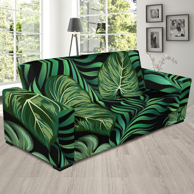 Green Fresh Tropical Palm Leaves Sofa Slipcover-JORJUNE.COM