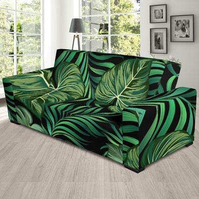 Green Fresh Tropical Palm Leaves Sofa Slipcover-JORJUNE.COM