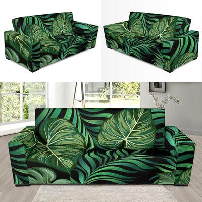 Green Fresh Tropical Palm Leaves Sofa Slipcover-JORJUNE.COM