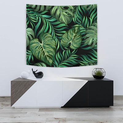 Green Fresh Tropical Palm Leaves Tapestry