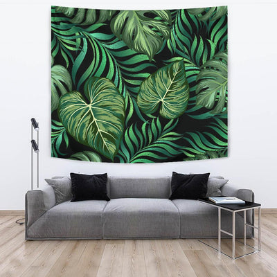 Green Fresh Tropical Palm Leaves Tapestry