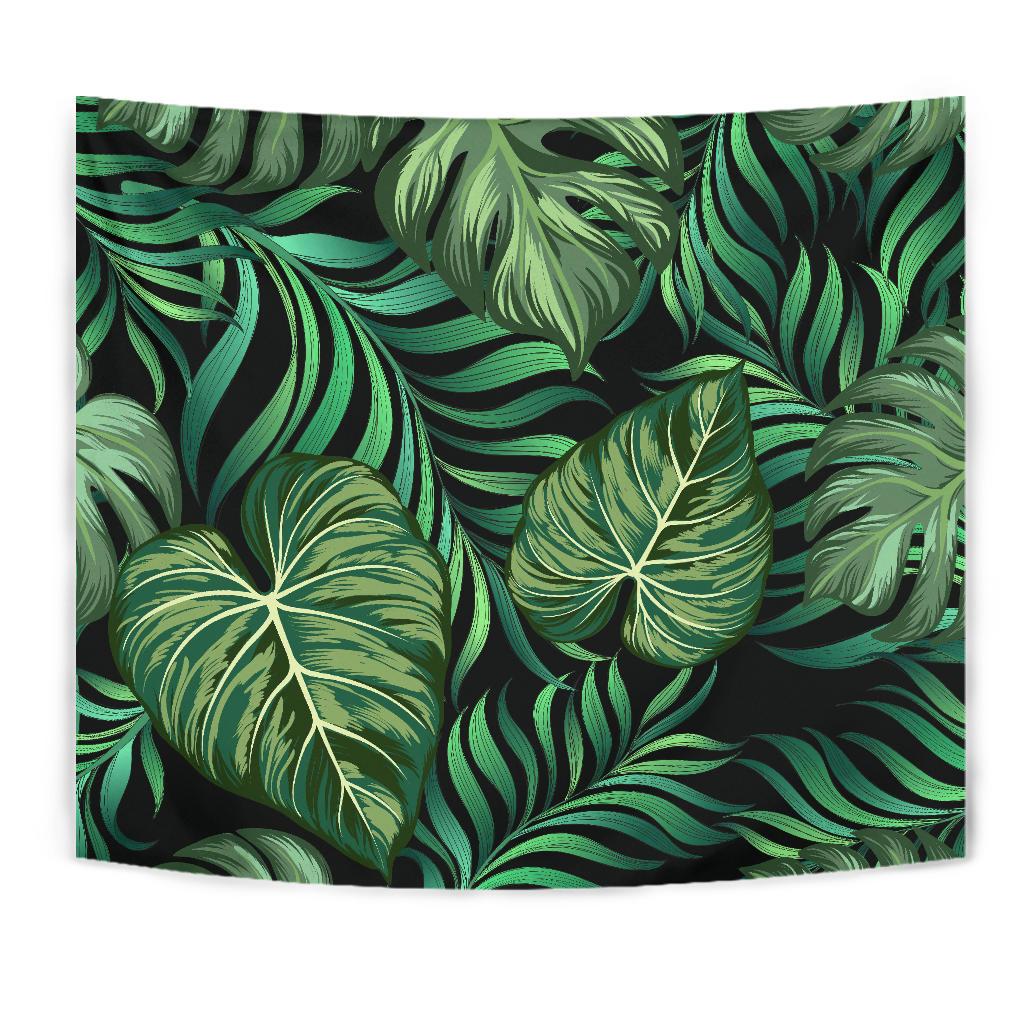 Green Fresh Tropical Palm Leaves Tapestry