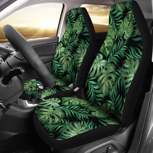 Green Fresh Tropical Palm Leaves Universal Fit Car Seat Covers