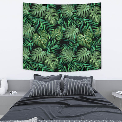 Green Fresh Tropical Palm Leaves Wall Tapestry