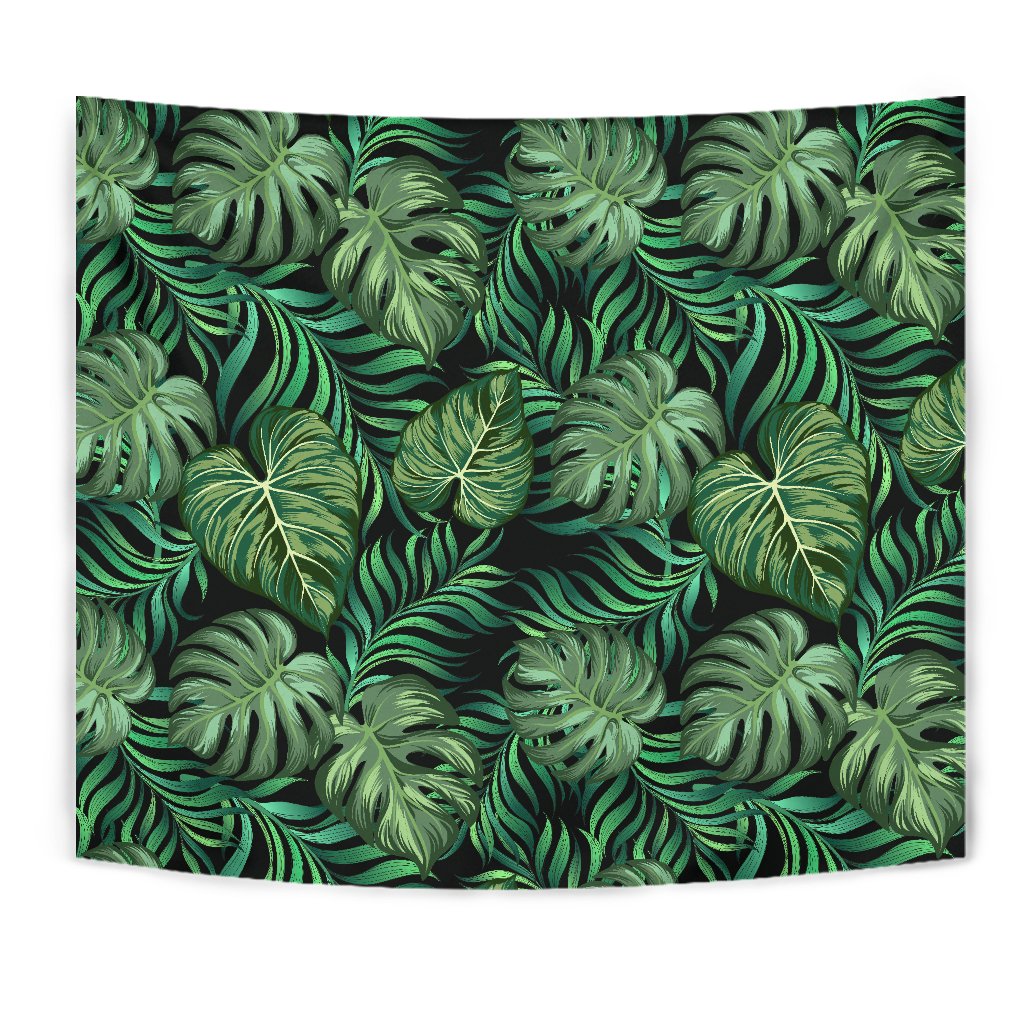 Green Fresh Tropical Palm Leaves Wall Tapestry