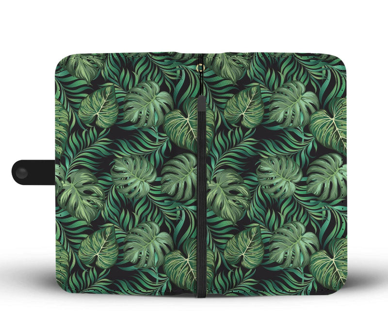 Green Fresh Tropical Palm Leaves Wallet Phone Case