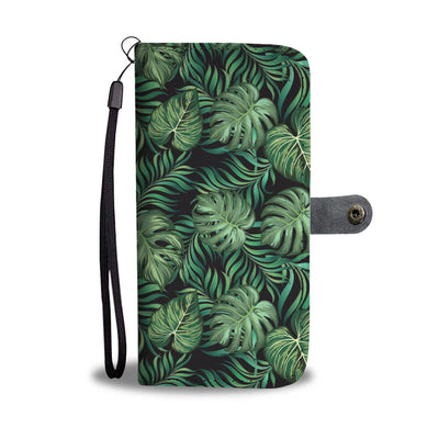 Green Fresh Tropical Palm Leaves Wallet Phone Case