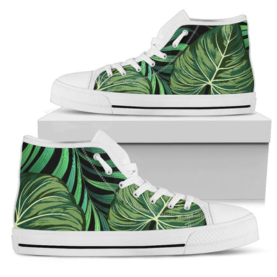 Green Fresh Tropical Palm Leaves Women High Top Shoes