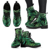 Green Fresh Tropical Palm Leaves Women Leather Boots