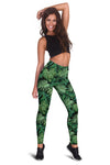 Green Fresh Tropical Palm Leaves Women Leggings