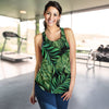 Green Fresh Tropical Palm Leaves Women Racerback Tank Top