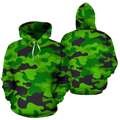 Green Kelly Camo Camouflage Print All Over Print Hoodie